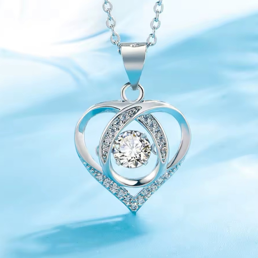 Sterling Silver Cubic Zirconia Heart Necklace